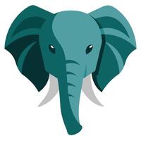 An elephant head with a green tusk vector