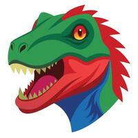 A dinosaur head with red, green and blue colors vector