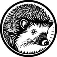 A hedgehog in a circle with a black and white image vector