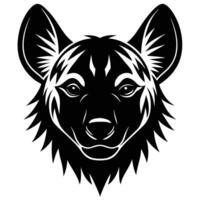 The head of a hyena is shown in black and white vector