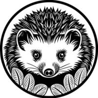 Hedgehog in a circle with leaves vector