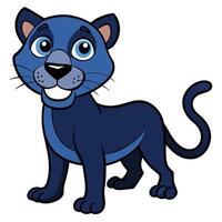 A cartoon blue panther standing with its mouth open vector