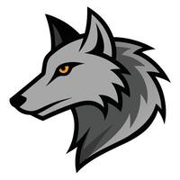 A wolf head with orange eyes on a white background vector