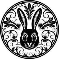 A black and white illustration of a rabbit vector