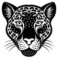 The jaguar head is shown in a black and white drawing vector