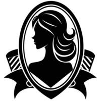 A woman's silhouette in a frame with a ribbon vector