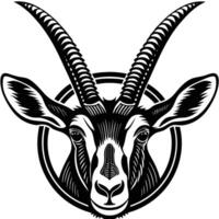 An antelope head with horns in a circle vector