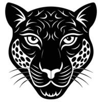 The head of a jaguar is shown in a black and white design vector