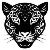 A black and white jaguar head on a white background vector