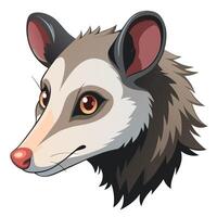 An opossum head with big eyes and a big nose vector