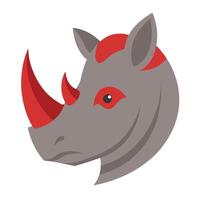 A rhino head with red horns on a white background vector