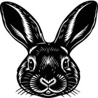A black and white image of a rabbit head vector