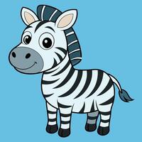 A cartoon zebra standing on a blue background vector