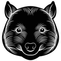A black and white image of a bear head vector
