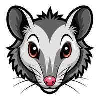 An opossum head with pink eyes vector