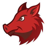 A red pig head with a big nose vector