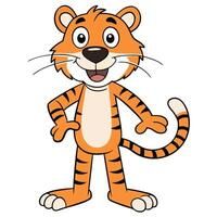 Cartoon Standing Smiling Tiger vector