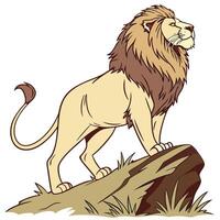 Lion standing on a rock vector