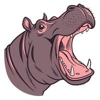 An angry hippo with its mouth open vector