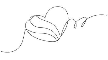 Minimalist continuous line heart intertwined with organic flowing forms vector