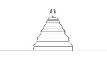 Stairway to Security, A Conceptual One-Line Illustration of a Locked Future vector