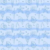 Sea seamless pattern with hand drawn shells vector