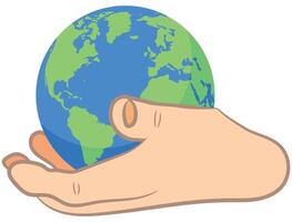 Hand holding the world, metaphor for Holding the World in the Palm of your Hand meaning control or influence over a situation vector