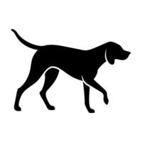 Black silhouette of a dog in a cartoon style with white background vector