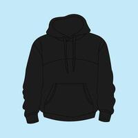 Black mens sweatshirt template with sample text front and back view. Hoodie for branding or advertising vector