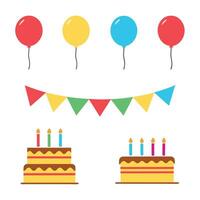 Flat Style Birthday Elements for Invitations and Designs vector