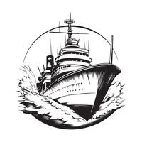 Warship Image. Powerful Warship Gliding Across the Ocean Waves in a Striking Image Illustration vector