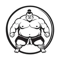 Strong Sumo Illustrations. Heavy weight wrestler Images Illustration on white background vector