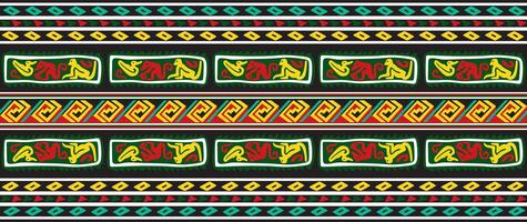 seamless colored border ornament. Native American tribes framework vector