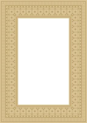 square Assyrian gold ornament. Rectangle, border, frame of Mesopatamia. Pattern of ancient East.