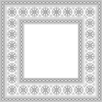 square black contour ancient Russian ornament. Slavic rectangle, border, frame. Painting of royal chambers.
