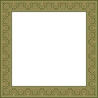 square gold with green border, frame, Pompeii. Rectangle Neopolitan ornament. Art of Ancient Rome. Template stained glass vector