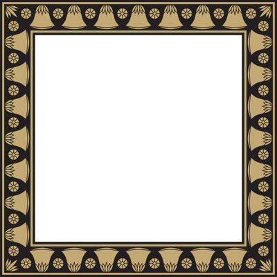gold and black square Egyptian ornament. Rectangle, frame, ancient Egypt.