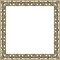 square European gold and black ornament. Rectangular pattern, circle, ring of the Middle Ages. Revival border. Decor of palaces, churches. vector