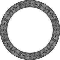 monochrome round oriental ornament. Arabic patterned circle of Iran, Iraq, Turkey, Syria. Persian frame, border. For sandblasting, plotter vector