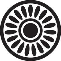 round Assyrian black monochrome ornament. Circle, border, frame of Mesopatamia. Pattern, ring of ancient East vector