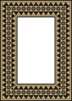 square Assyrian gold wich black ornament. Rectangle, border, frame of Mesopatamia. Pattern of ancient East. vector