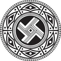 Native American round monochrome pattern. Geometric shapes in a circle. National ornament of peoples of America, Maya, Aztecs, Incas. vector