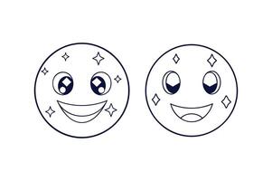 Set of Shiny Diamond-Eyed Emoji Illustration for Digital and Print vector
