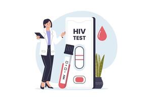 HIV Rapid Test Kit and Diagnosis Process Illustration vector