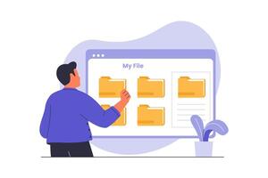 Digital File Organization and Data Storage Folder Illustration vector