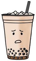 worry bubble tea emoticon vector
