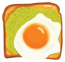 Avocado toast with fried egg on the top vector