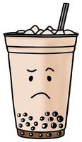 confused bubble tea emoticon vector