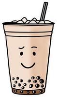 hesitant bubble tea emoticon vector