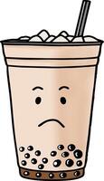 disappointed bubble tea emoticon vector